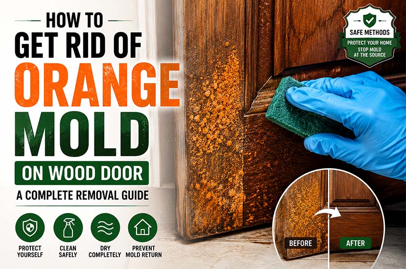 How to get rid of orange mold on wood door